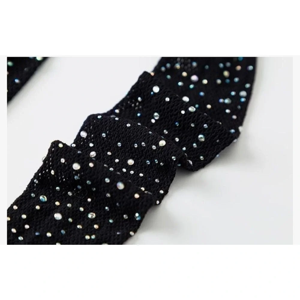 Sparkly Fishnet Tights Rhinestone Embellished Pantyhose Party Clubwear H-16‎